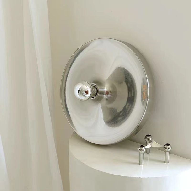 Metal Round Wall Sconce Single Light Contemporary Wall Light in Chrome / White / Orange