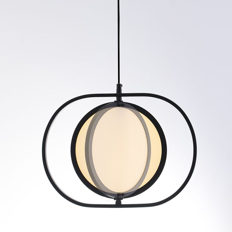Oblong Bedside LED Pendant Lamp Acrylic Minimalistic Hanging Light Fix