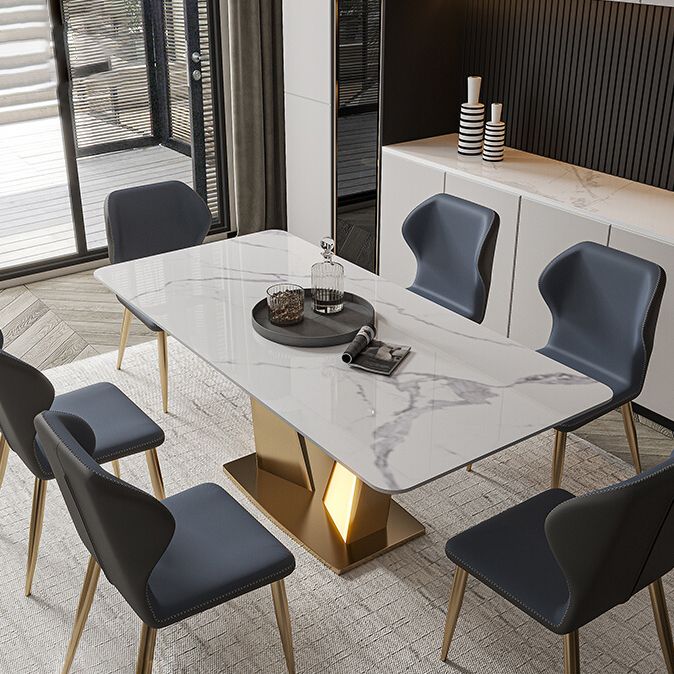 Nordic Glam Rectangle Sintered Stone Dining Table Set 1/4/5/7 Pieces Dining Set