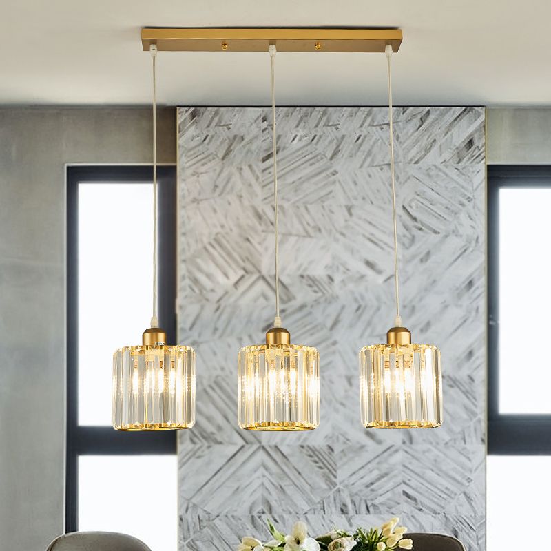 Contemporary Cube Pendant Light Crystal Hanging Pendant for Living Room