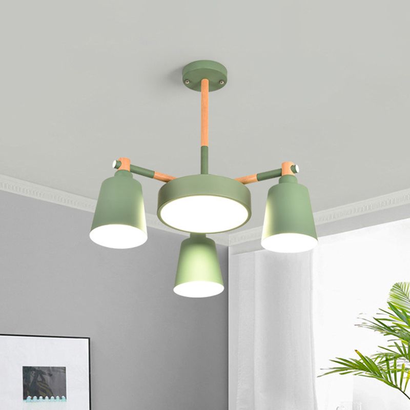 Canna grigia/verde e ciondolo tamburo moderno bulbi 3/5 lampadario a sospensione in metallo con design radiale