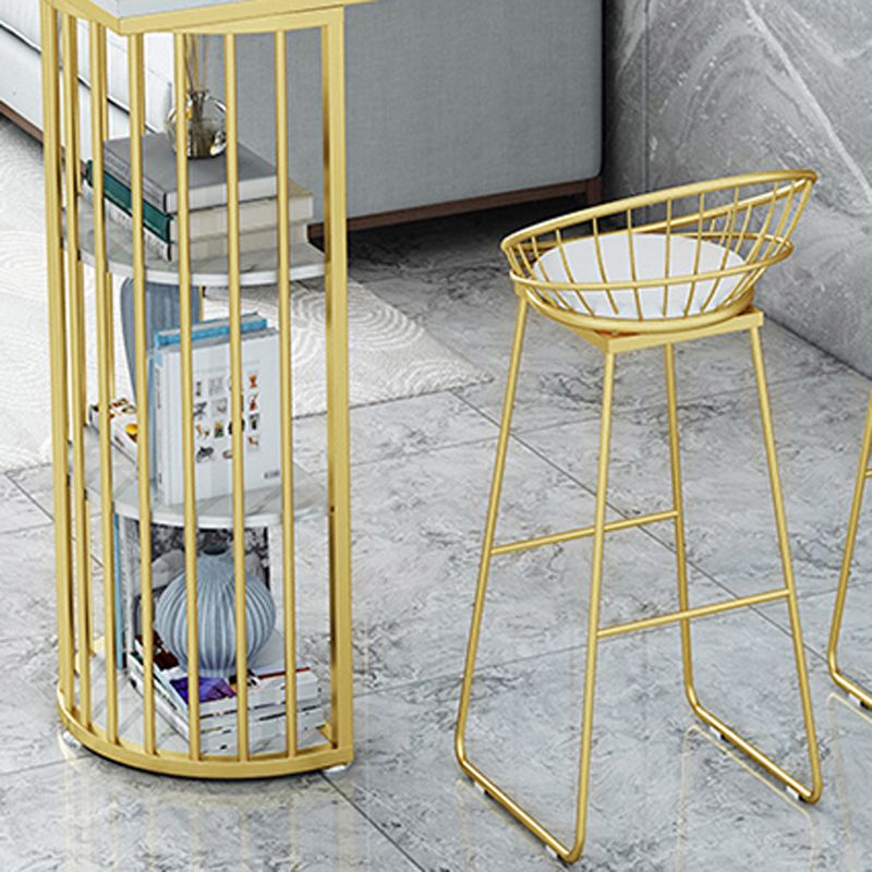 Glam 1/3 Pieces Bar Table Set Stone Counter Table with High Stools for Living Room