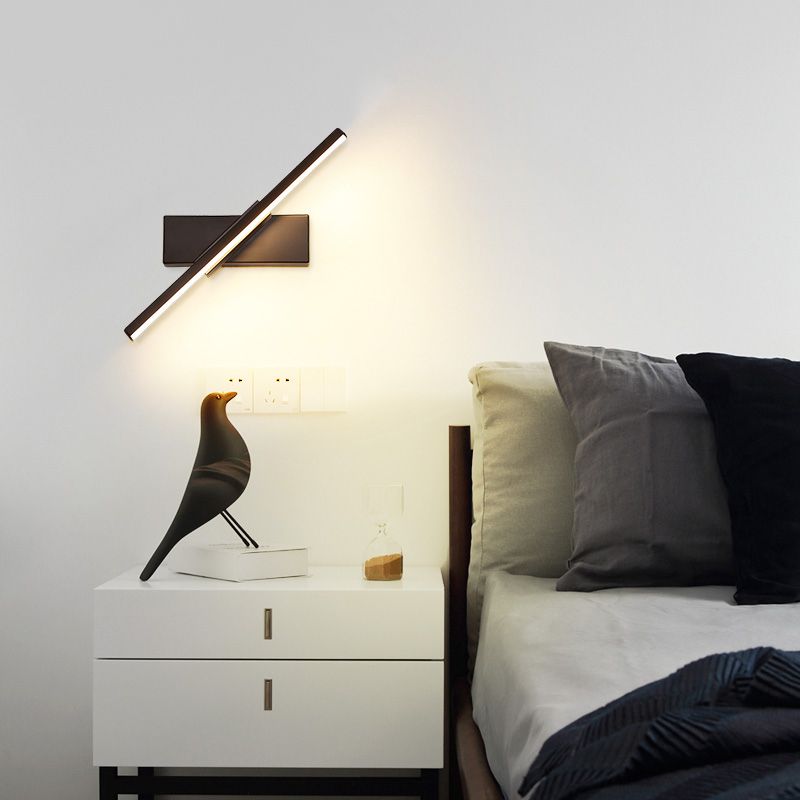 Modern Metal Wall Light Straight Rotatable 12" Wide Wall Sconce for Bedroom