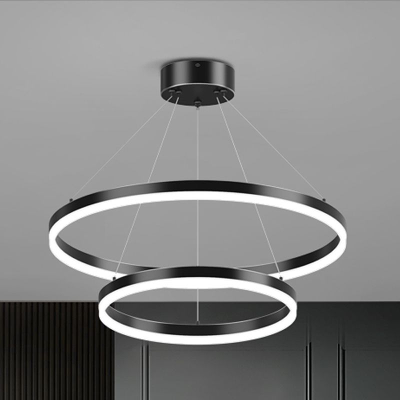 Contemporary Circle Shape Pendant Chandeliers Metal Pendant Lighting in Black