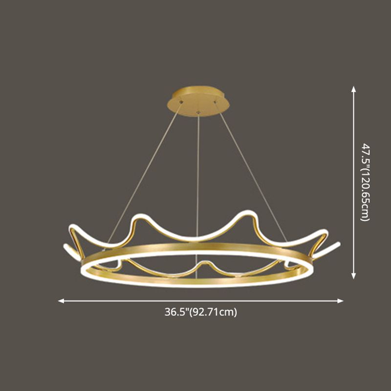 Ultra-modern Crown Pendant Lighting Fixtures Acrylic Hanging Lamp with Hanging Cord for Bedroom