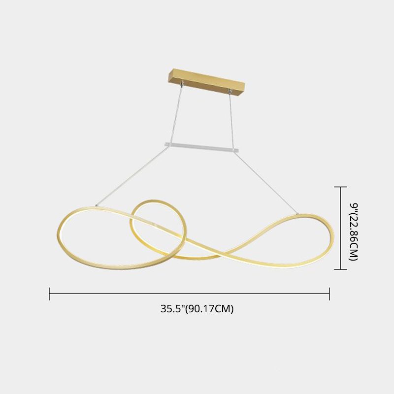 LED Strip Island Light Fixture Minimalist Metal Dining Room Linear Pendant Lighting