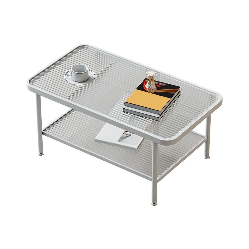 Glass-Topped Cocktail Table Rectangular Coffee Table for Living Room
