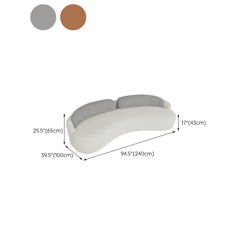 Scandinavian 39.4-In D Curved Sofa Wool & Faux Leather Simple Sofa