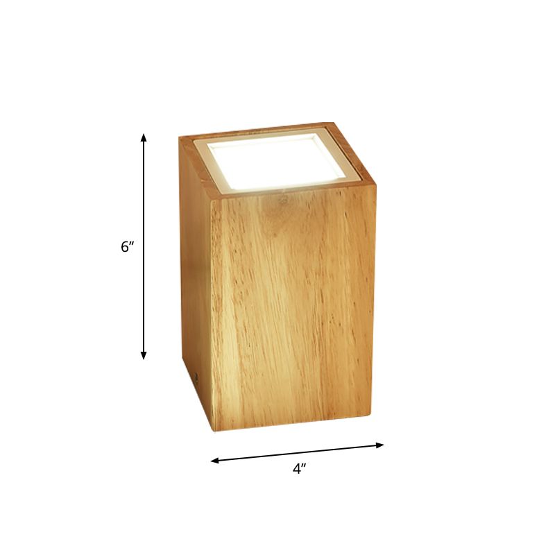 Round/Square Mini Corridor Ceiling Lamp Wooden 4"/6"/8" H LED Nordic Flush Mount Lighting in Beige