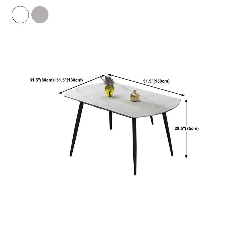 Contemporary Style Stone Dining Table Round Drop-Leaf Table with 4-foot