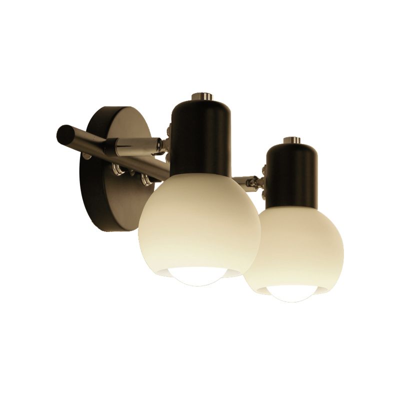 Globe Frosted Glass Waschtisch Beleuchtung traditioneller Stil 2/3 Lichter Badezimmer Wandmontagelampe in Schwarz