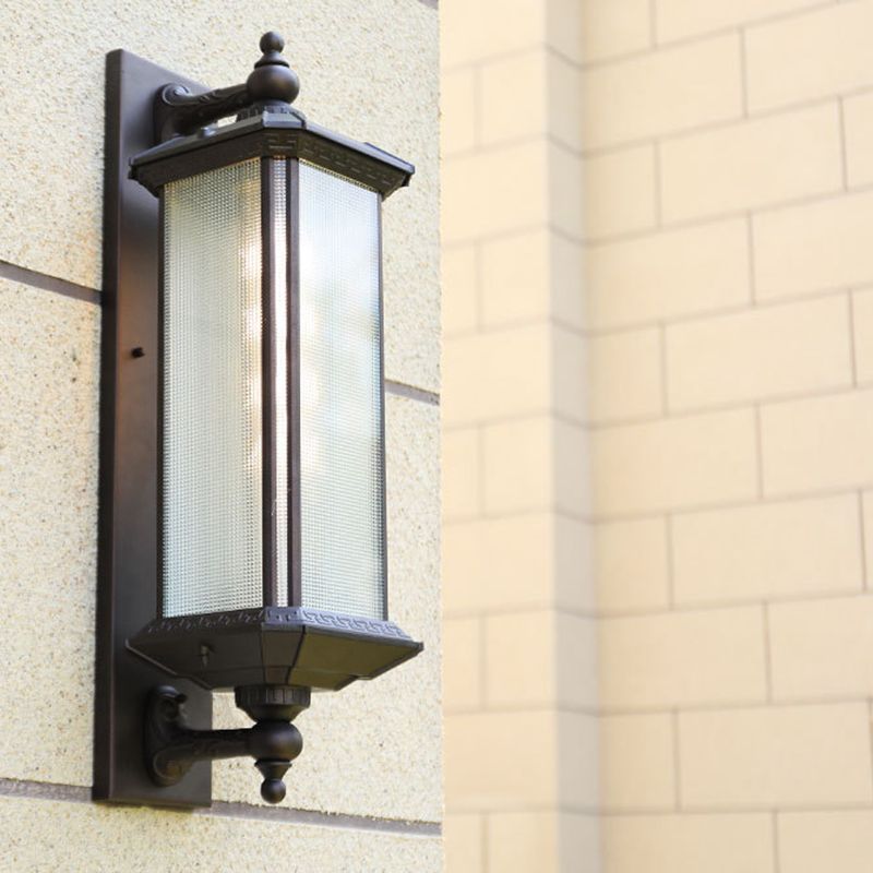 Modern Metal Wall Sconce Rectangle Shape Wall Light with Glass Shade for Living Room