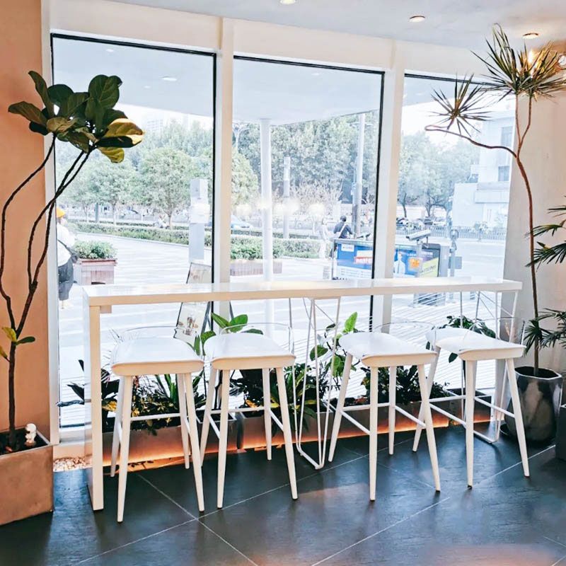 Tavolo da bar in stile industriale in altezza da 42 pollici in legno bianco tavolo da bistrot di base in metallo