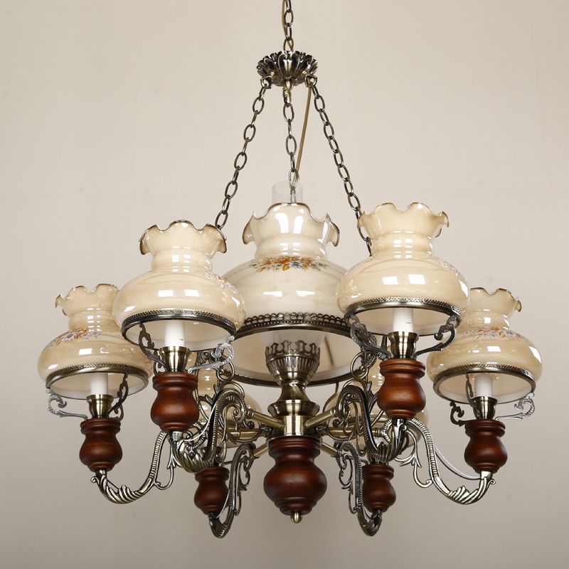 Lámpara de queroseno de vidrio lámpara de suspensión de techo de restaurante estilo náutico