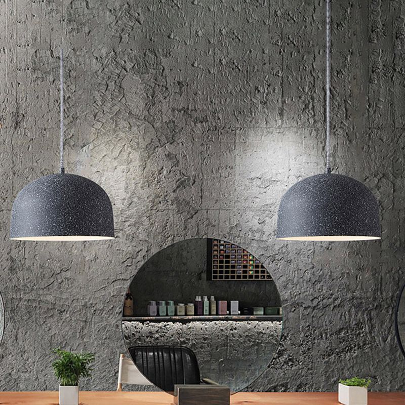 Minimalistische 1-Bulb hanger lichtkit zwart/grijze afwerking koepel plafond hang armatuur met ijzeren schaduw