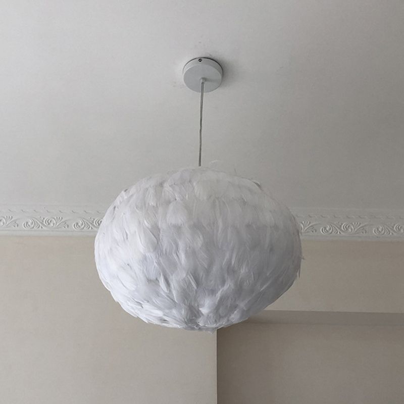 Globe Dining Room Suspension Lamp Feather 1 lamp eenvoudige stijl hangende hanger in grijs/wit/roze