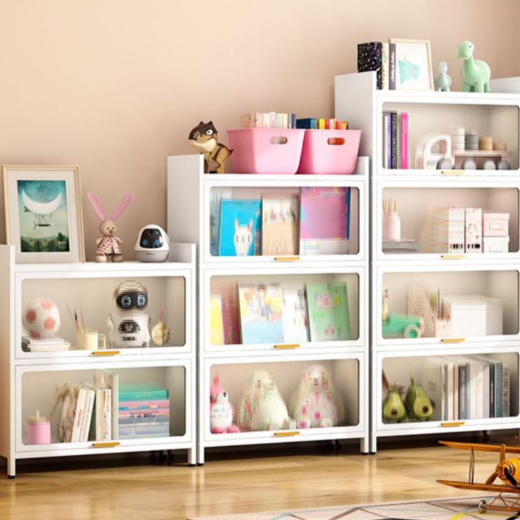 Metal Closed Back Bookcase Standard Glam Bookshelf with Cabinets