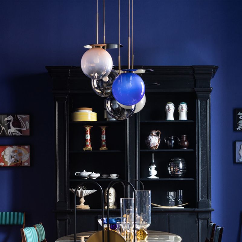 Global Shade Pendant Light Novelty Nordic Glass 1-Light Dining Room Suspension Light