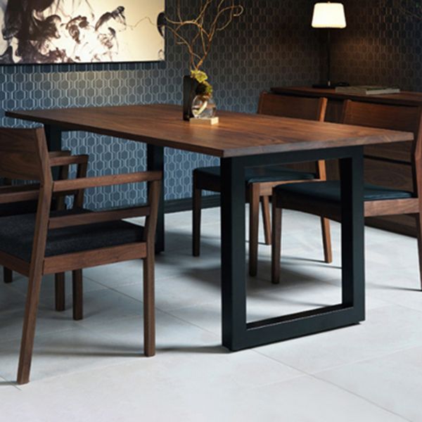Mesa de comedor rectangular de estilo industrial, mesa fija de madera con madera maciza