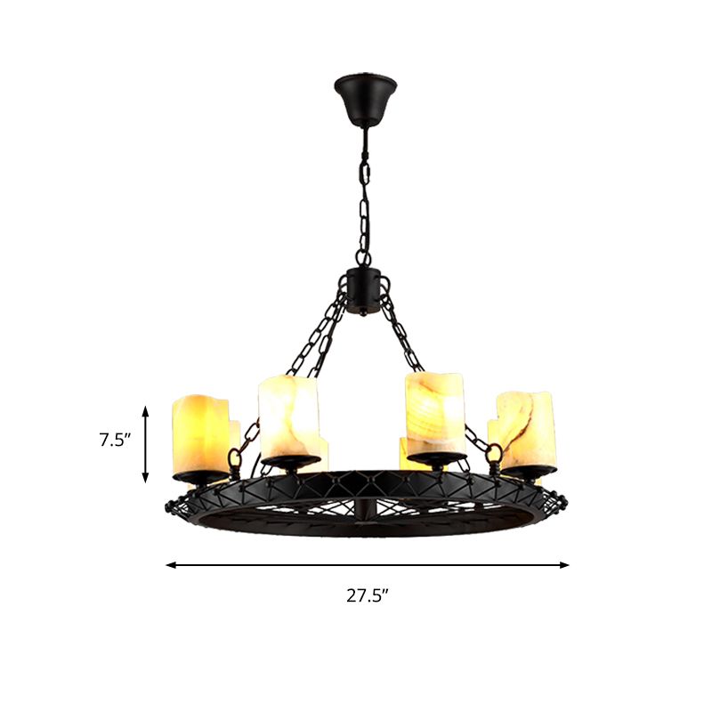 Resin Beige Pendant Lamp Cylinder 8 Lights Traditional Chandelier Light Fixture for Dining Room