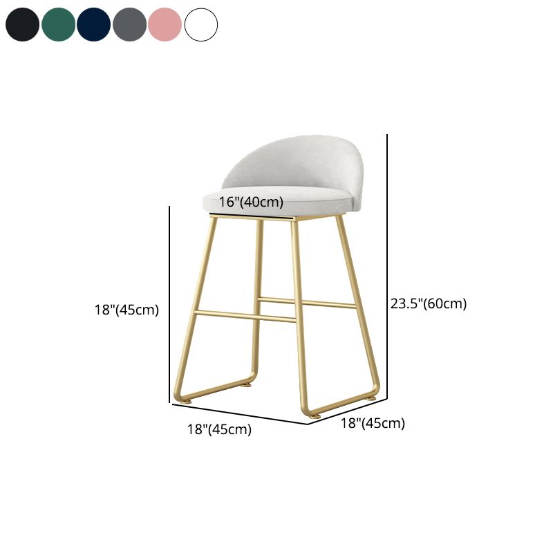 Glam Dessert Shop Footrest Stool Matte Finish Velvet Bar Stool