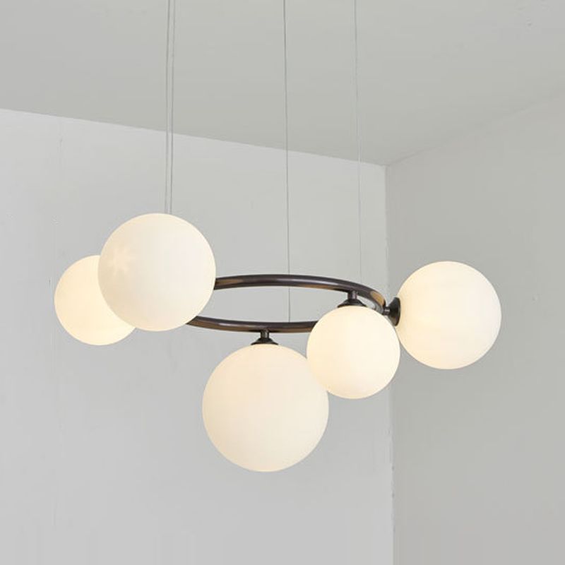 Blown Glass Globe Chandelier Modern Stylish Dining Room Hanging Light