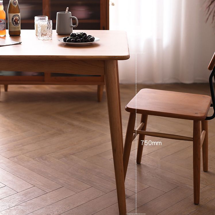 Contemporary Dining Table Cherry Solid Wood Table with 4 Legs for Kitchen Dinner Dining Room