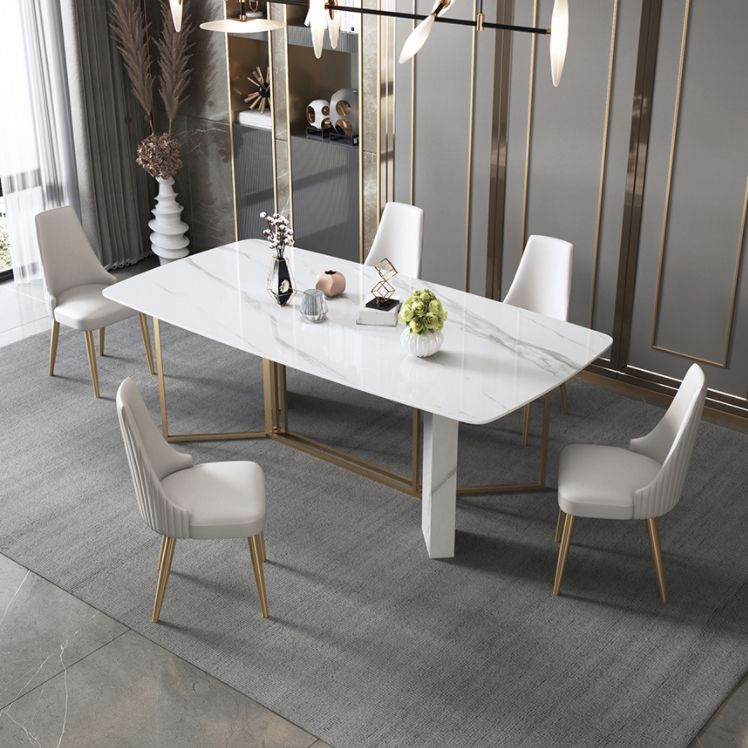 Glam Dining Room Set 1/4/5/7 Pcs Stone Top Dining Table with Upholstered Chairs