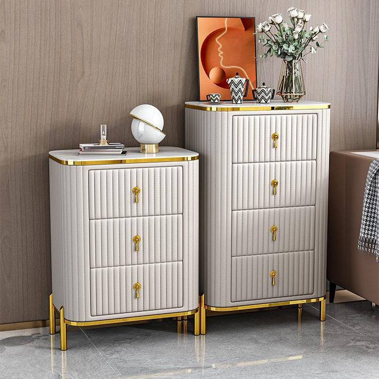 Glam Vertical Stone Storage Chest Bedroom Chest with Drawers
