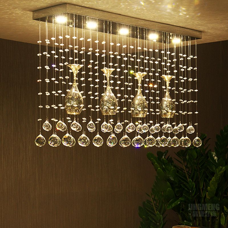 Luminaire encastré chromé LED moderne monté au plafond en cristal incrusté, 25,5 "/ 31,5" / 39 "de long