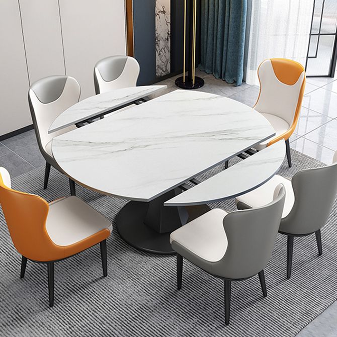 Eenvoud Ronde Eetkamertafel Gesinterde stenen tafel met zwarte voetstuk