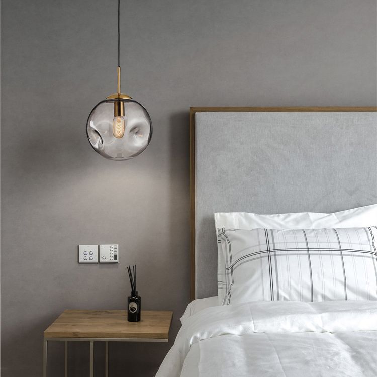 Modern Creative Single Pendant Light Electroplate Metal Globe Hanging Lamp with Glass Shade