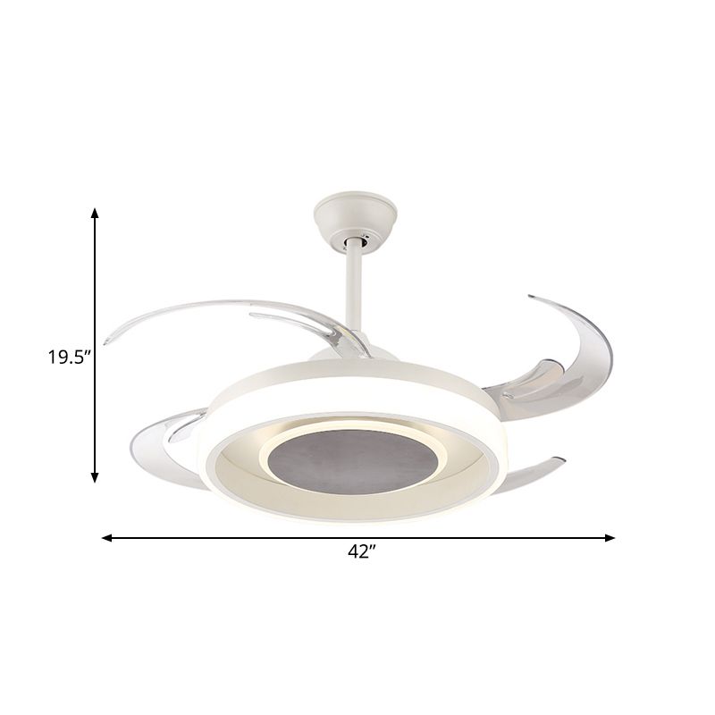 Éventail de ventilateur de pendentif à LED blanc de 42 "Légneur de pendentif à LED de large