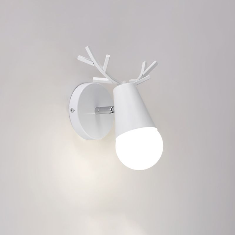 1 Light Wall Mount Lamp Fixture with Antler Metal Macaron Wall Sconce Light for Boy Girl Bedroom