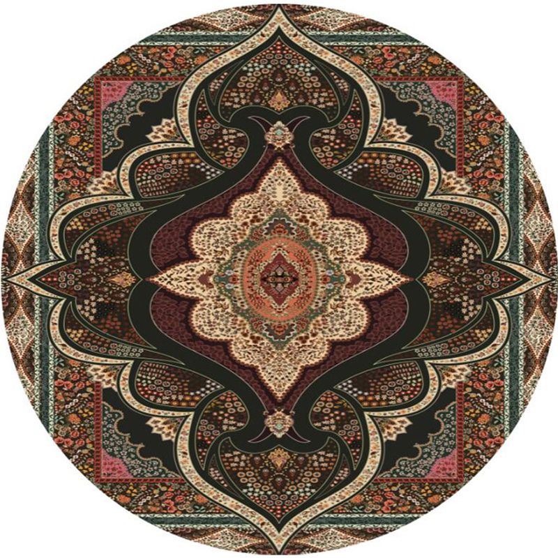 Olden Turkish Folk Art Rug Multi Color Persian Carpet Polyester Anti-Slip Stain Resistant Washable Rug for Room