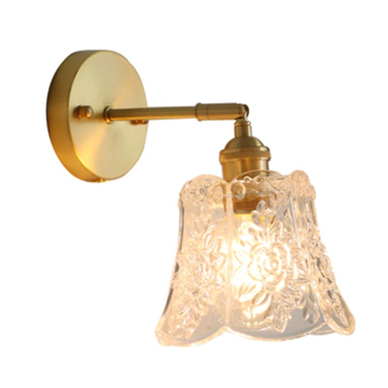 Flower Shape Wall Mount Lamp Modern Style Glass 1 Light Sconce Lamp in Clear