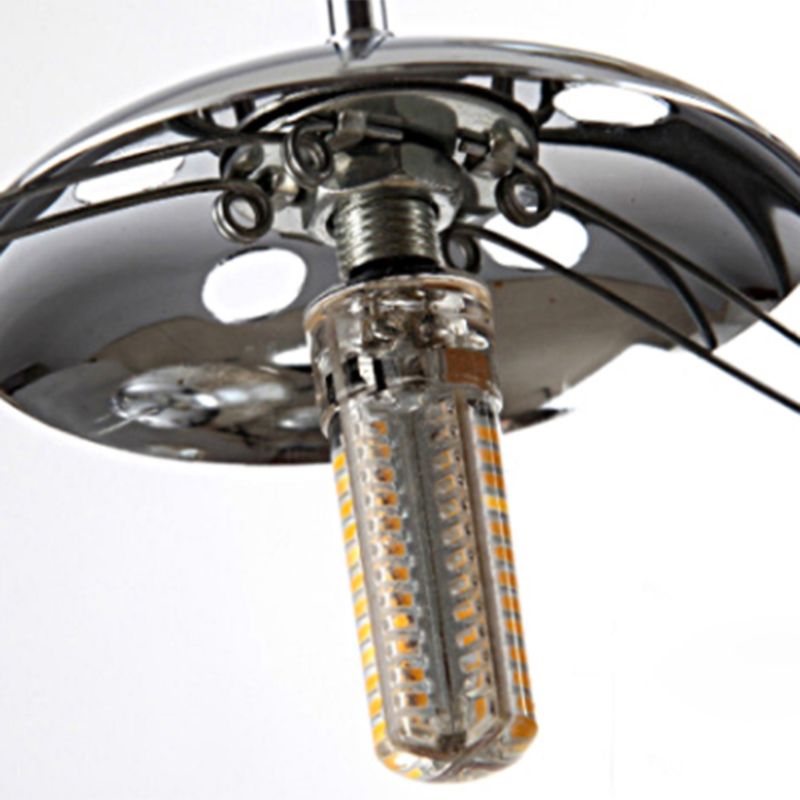 Sphere Shade Suspension Light Modern Style Tan Glass 30 Bulbs Multi Light Pendant in Chrome