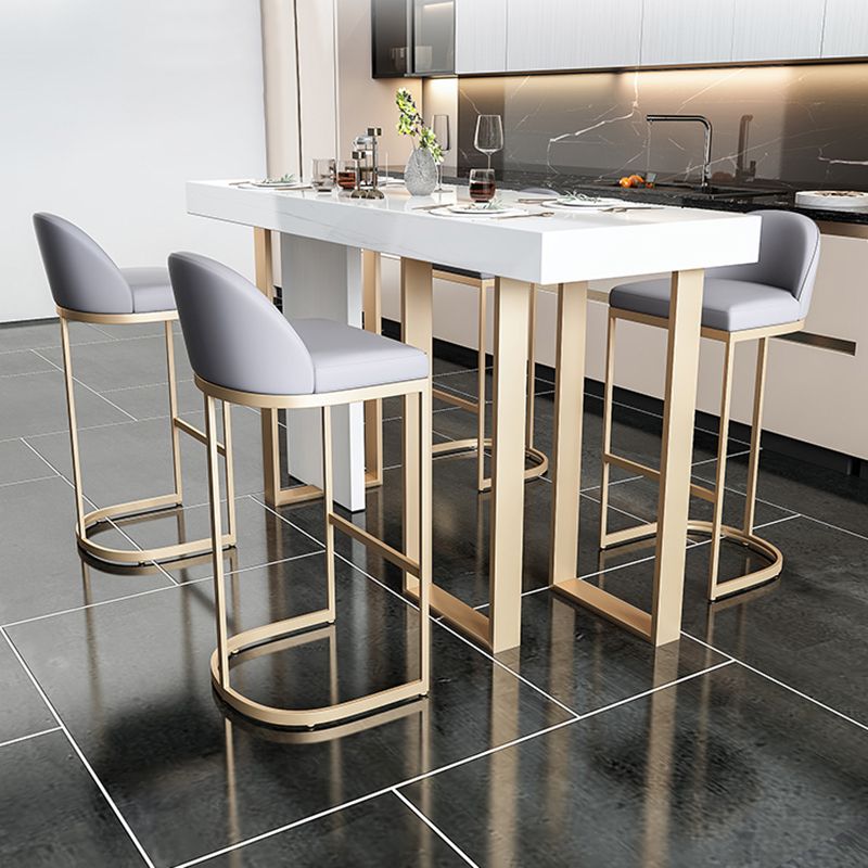 Contemporary Style Rectangle Pub Set 1/5 Pieces Faux Marble Pub Dining Set for Indoor