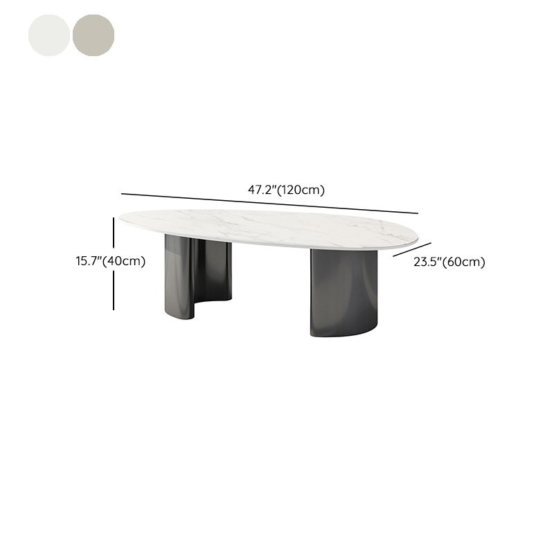 15"H Glam Coffee Table Slate Single White Coffee Cocktail Table