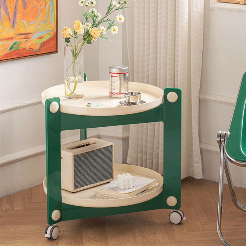 Plastic Round Accent Side 25.59" Wide Table Corner Table with Wheel