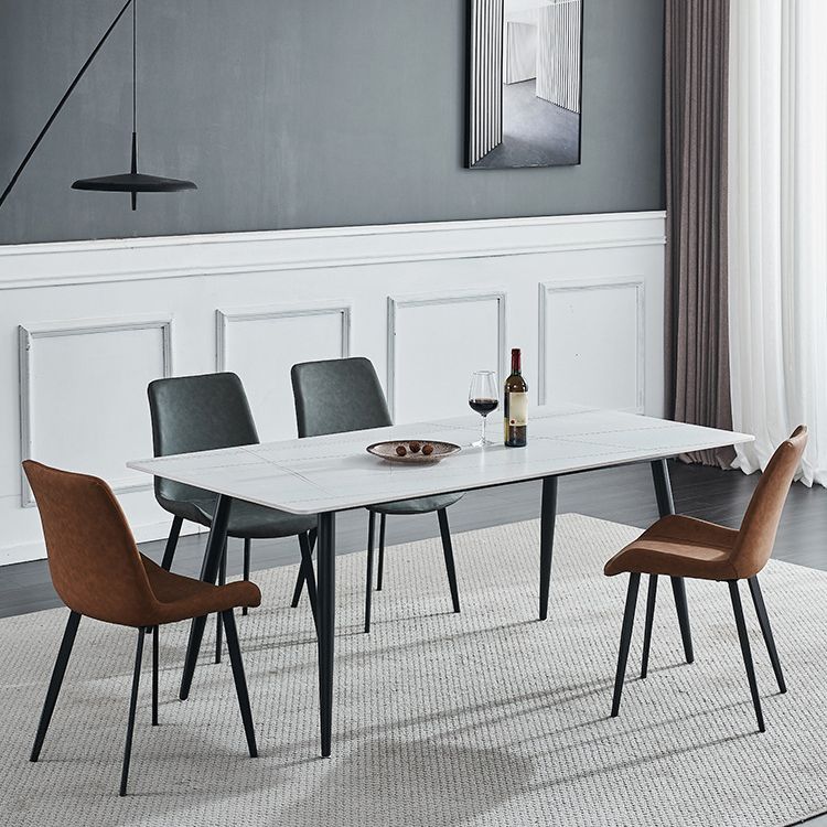 Industrial Rectangle Stone Table Standard Height Kitchen Room Table with 4 Legs