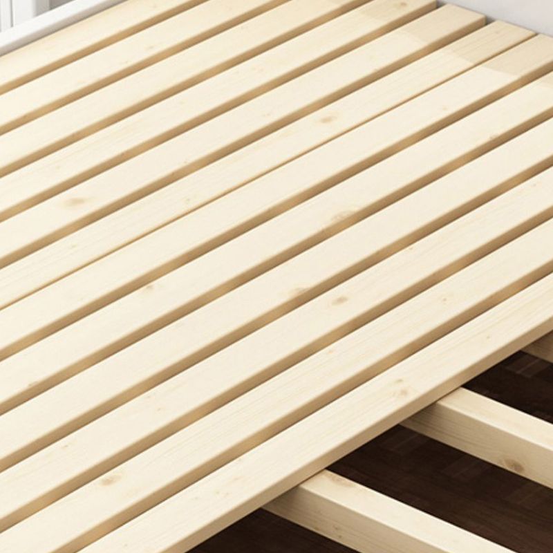 Scandinavian Wood Arched Standard Bed, White Panel Headboard Bed