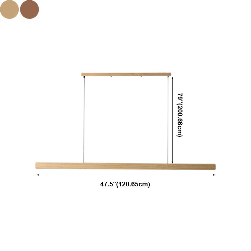 Modern Style Linear Hanging Pendant Light Wood 1-Light Ceiling Pendant Light