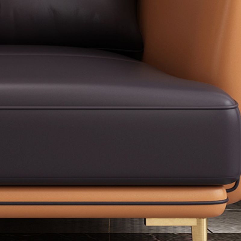 Contemporary Square Arm Genuine Leather Stain-Resistant Sofa & Chaise