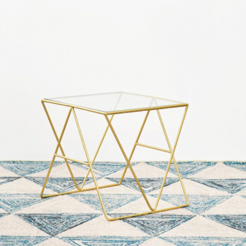 Frame Glass Top Coffee Table Modern Simple Clear Rectangular Cocktail Table