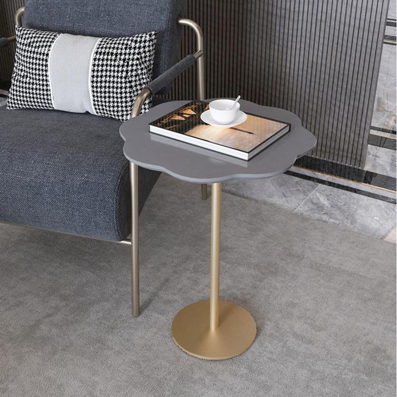 24.4"Tall Mental Pedestal Side Table Black/white/grey Naturally Shaped Top End Table