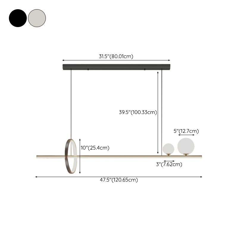 LED Island Lamp Strip Shape Island Hanging Lamp with Silica Gel Shade for Dining Room