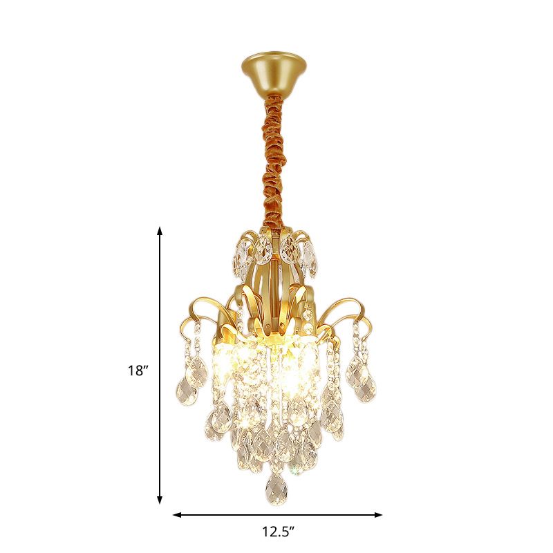 Éclairage de suspension de bras incurvé or moderne 3/7 lumières Crystal Drip lustre luminaire pour le salon