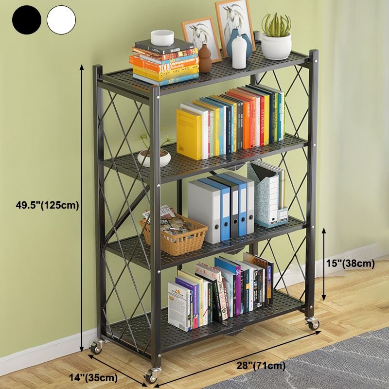 Industrial Open Etagere Bookshelf Steel Bookshelf with Caster Wheels