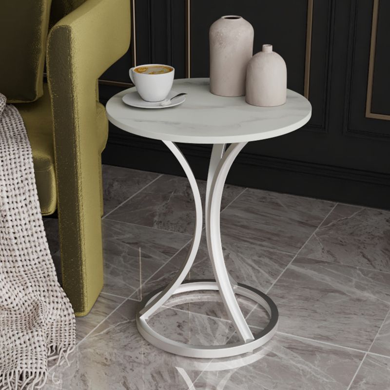 Modern Slate Round Side End Table Pedestal Table for Living Room